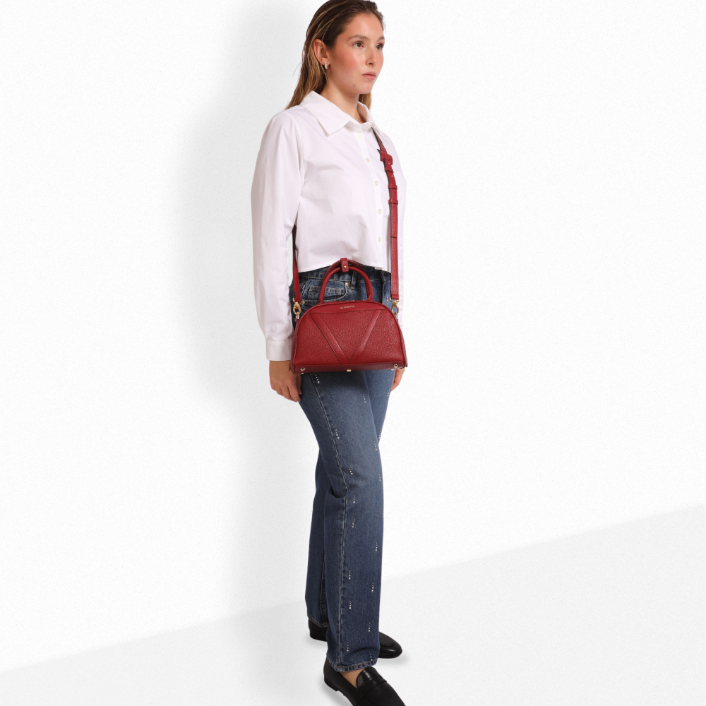 Henkeltasche als Crossbody Tasche aus Nappaleder Weinrot
